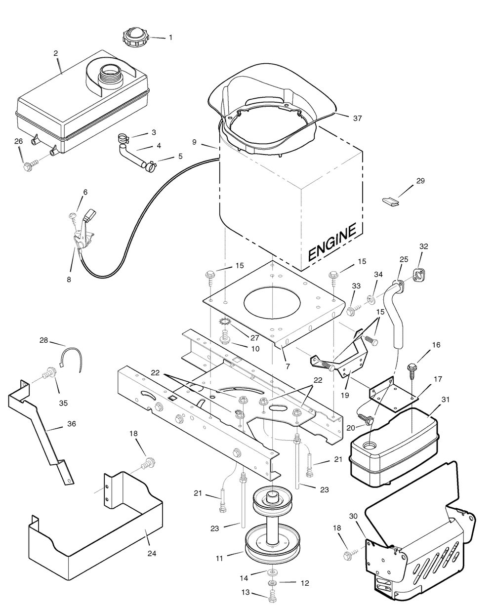 Engine Mount Diagram and Parts List for 405606X50C 2007 Briggs and Stratton Lawn Tractor